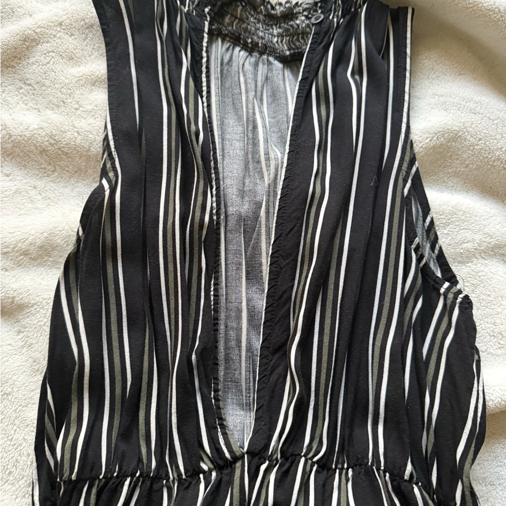 Black and White Striped Sleeveless Top